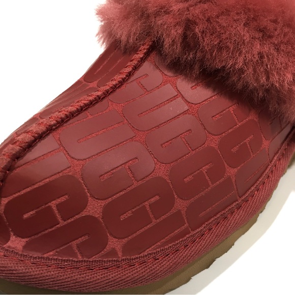 UGG COZY II LOGO SUEDE / SHEEPSKIN SLIPPERS -REDWOOD -BIG KIDS US 3 -NEW - Picture 6 of 7